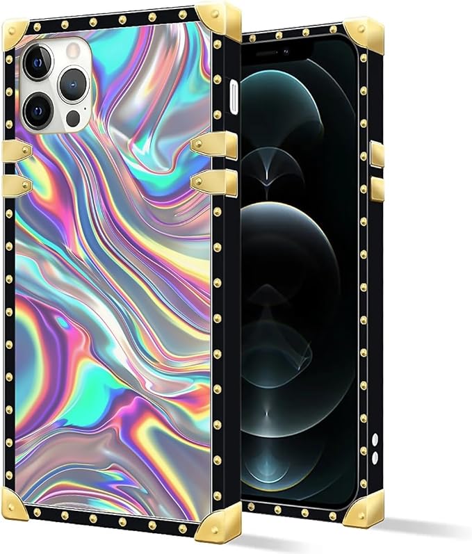 Compatible with iPhone 11 Pro Max Case, Holographic Abstract Iridescent Textures Luxury Golden Decoration for Girl Women Soft TPU Shockproof Protective Hard PC Back