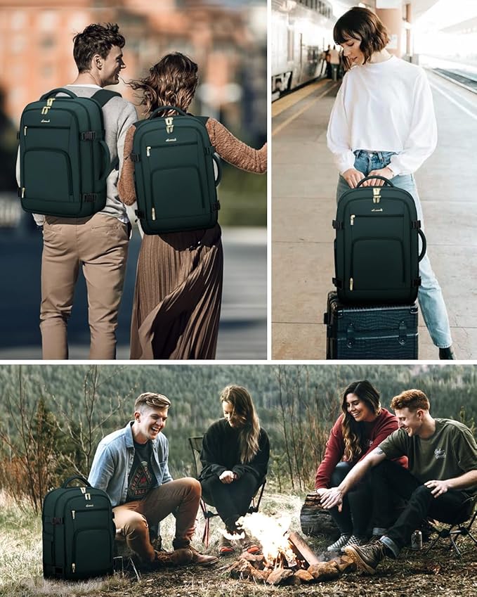 LOVEVOOK Carry On Travel Backpack For Women Flight Approved, 40L Personal Item Travel Bag for Airplanes, Business Weekender Fit 17 Inch Laptop, Waterproof Overnight Daypack with 2 Cubes