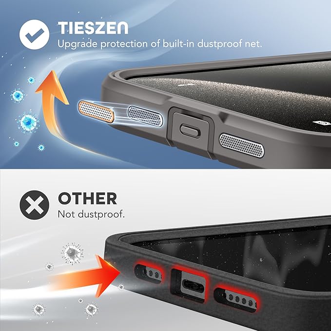 TIESZEN for iPhone 15 Pro Case, Compatible with MagSafe, Built-in Privacy Screen Protector and Camera Protection, Anti Spy Full Body Dustproof Shockproof Hard Phone Case 6.1", Deep Grey