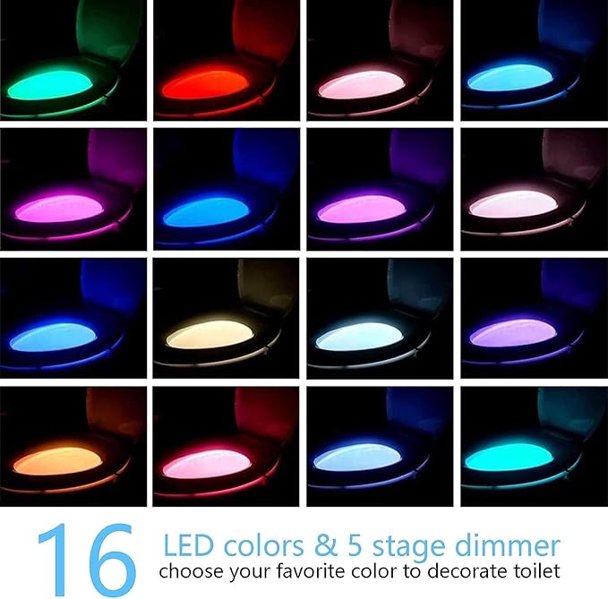 Chunace 3 Pack Toilet Night Lights with Motion Activated Sensor, 16 Colors LED Nightlight Inside Bowl, Cool Stuff for Bathroom Accessories Decor, Unique & Funny Housewarming Gadgets for Men/Kids 2025
