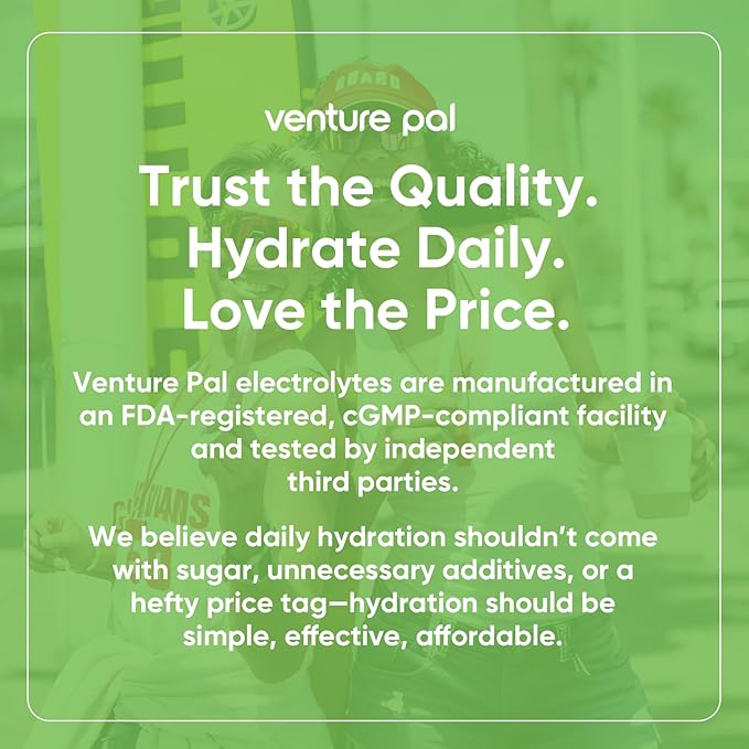 Venture Pal Sugar Free Electrolytes Powder Packets - Liquid Daily IV Hydration Packets | Instantly Hydrating & Party Recovery | 5 Vitamins & 7 Electrolytes | Certified Vegan, Keto, Non-GMO | 16 Sticks