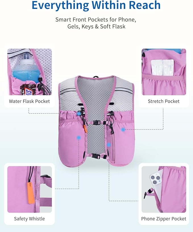ECOHUB Running Hydration Vest Backpack, Lightweight Hydration Pack Bag Daypack for Hiking Cycling Marathon Backpack Vest for Women Men (No Bladder Included)