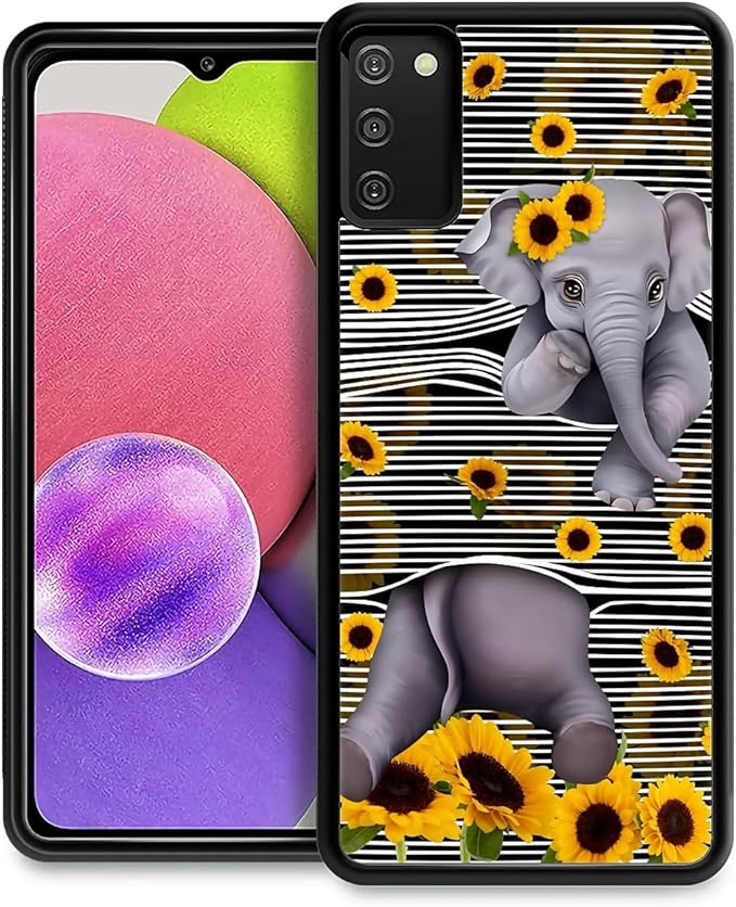 for Samsung Galaxy S20 FE Case, Cute Little Elephant Sunflower White Line Art Pattern Graphic Design Soft Silicone Hard Acrylic Shock Protection for Samsung Galaxy S20 FE