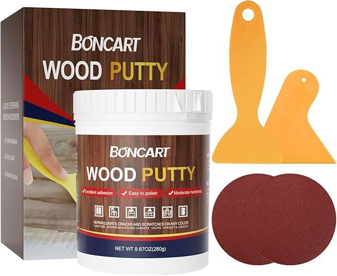 Boncart Black Wood Filler,Black Wood Putty,Wood Filler Putty,Wood Filler Paintable,Wood Furniture Repair Kit,Quickly Repair Any Broken and Defective Wooden Furniture
