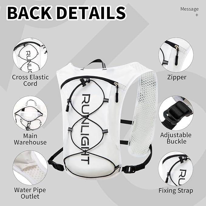 Runlight Running Vest for Women Men Lightweight Hydration Backpack Pack with 1.5L Water Bladder Bag Hydro Daypack for Hiking,Trail,Skiing,Camping,Cycling,Race,Marathon