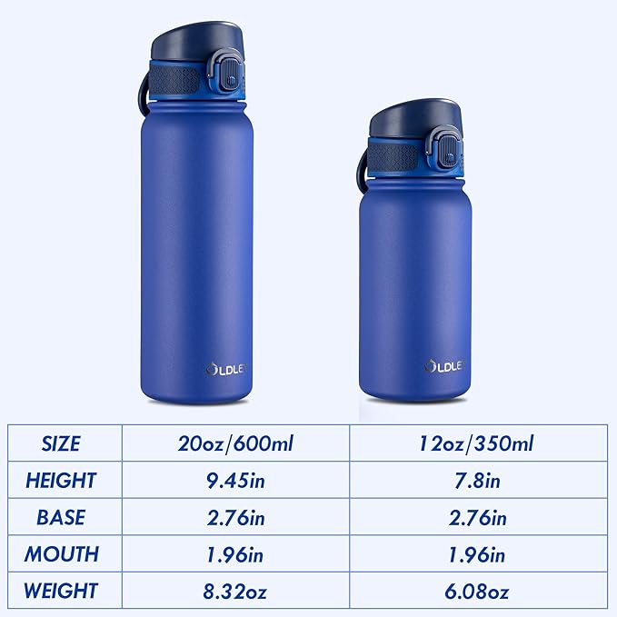 OLDLEY 20 Oz Insulated Stainless Steel Water Bottle For Kids, With Straws Leak-proof, Kids Water Bottles For School Boys Girls,Klein Blue