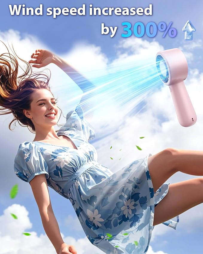 Portable Handheld Fan Personal Small Turbo Hand Fan Powerful, Cooling, Lanyard, USB Rechargeable, 5 Speeds, Makeup, Gifts for Women Men, Kid, Mom, Hot Summer, Travel, Sports, Wedding Use