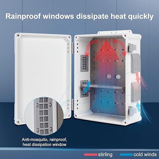Namunanee Outdoor Electrical Junction Box, ABS Water Resistant Enclosure with Internal Mounting Panel & Hinged Cover (15" H x 11" L x 6" W)