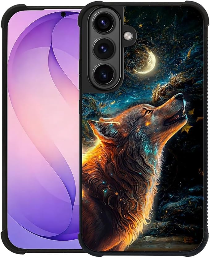 for Samsung Galaxy S26 Plus Case,Graphic Design for Girl Boy Soft Silicone Hard Acrylic Shock Protection Designed for Samsung Galaxy S26 Plus Star Cave Hungry Wolf Pattern