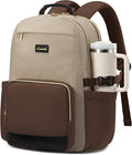 LOVEVOOK Laptop Backpack for Women with Pouch Pocket for Large Capacity Cup,18 Inch Teacher Nurse College Work Backpack Purse,Waterproof Laptop Bag Computer Back Pack for Travel, Khaki-Coffee-Black