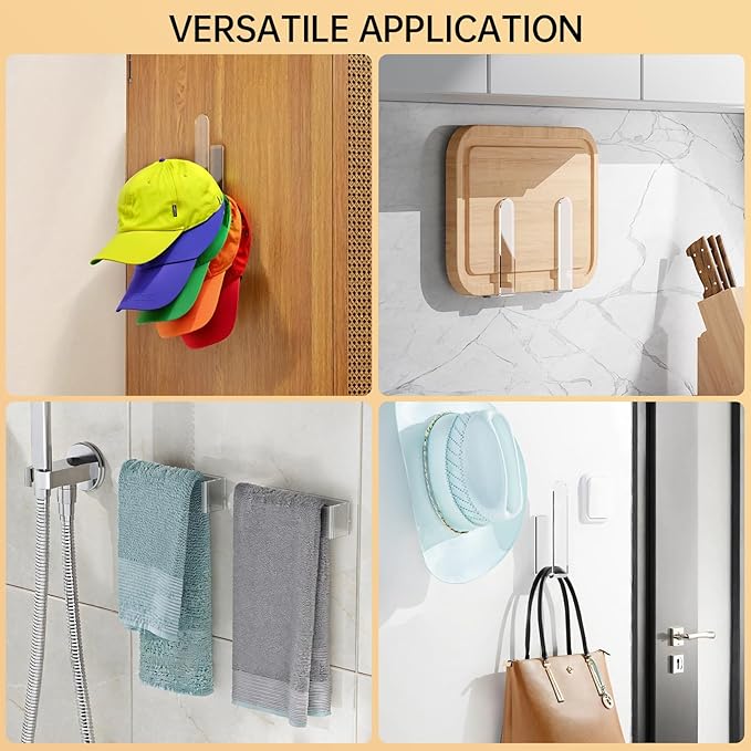 PAVSTINE Acrylic Hat Hook for Wall, 2 Pack Hat Organizer for Baseball Cap, No Drilling Strong Adhesive Hat Rack, Multi-Purpose Sticky Hat Storage Hat Hangers for Wall, Door, Closet, Display, Clear