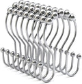 Bathway Shower Curtain Hooks Chrome Shower Curtain Rings Rust Proof, Smooth Glide Double Shower Curtain Hooks, 12Pcs Shower Curtain Hangers, Shower Hooks for Shower Curtain Bathroom Shower Rod Hooks