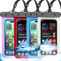 4 Pack Multicolor Universal Waterproof Phone Pouch, Large Phone Waterproof Case Dry Bag,Protection Level: IP68,Outdoor Sports for Apple iPhone,Samsung,and More,(Fits Up to 8.3”),White,Blue,Red,Purple