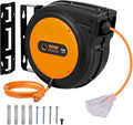 VEVOR Retractable Extension Cord Reel, 75 FT, Heavy Duty 14AWG/3C SJTOW Retractable Power Cord with Lighted Triple Tap Outlet, 13 Amp Circuit Breaker 180° Swivel Bracket for Ceiling or Wall Mount