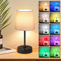 Wowag Cordless Table Lamp,5000mAh Rechargeable Battery Operated Desk Lamp,3Colors & 7 RGB Stepless Dimmable, Portable Small Touch Fabric Shade LED Night Light for Patio Restaurant Home(White)