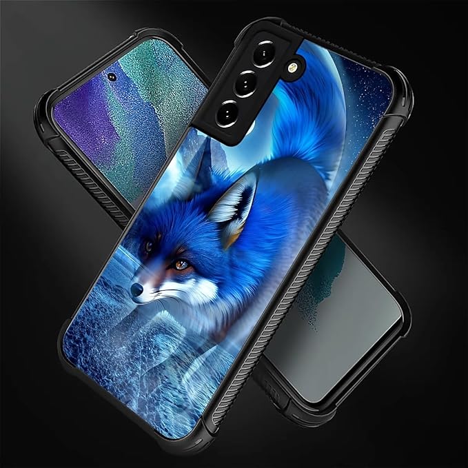 for Samsung Galaxy S21 FE Case, Snowy Mountain Fox Lake Pattern Graphic Design Girl Boy Soft Silicone Hard Acrylic Shock Protection for Samsung Galaxy S21 FE