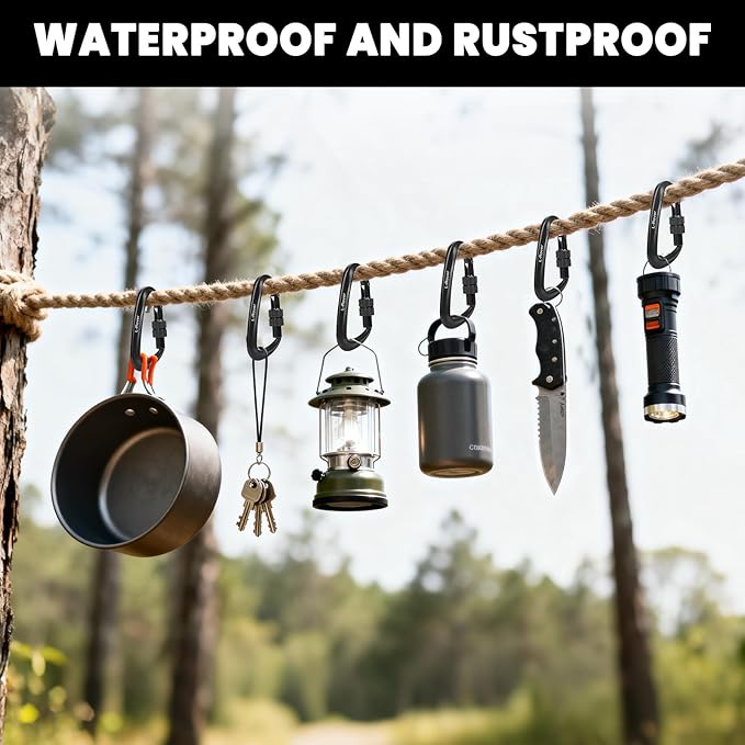 3 Heavy Duty Carabiner Clips 12kN (2697 lbs)-Lightweight Locking Carabiners for Securing Pets，Camping, Hiking, Hammock，Outdoor and Gym etc, Keychains& Utility