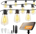 addlon 102FT(96+6) Solar String Lights Outdoor with Remote, 48 LED Dimmable Waterproof Patio Hanging Lights (2FT Bulb Spacing), Long-Lasting Solar Light for Outside, Yard, Backyard, Garden, Camping