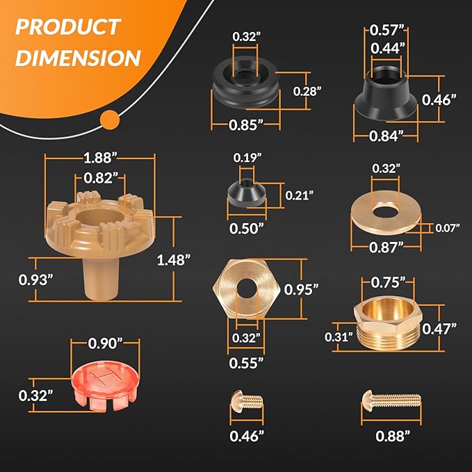 RK-22MH Repair Kit Metal Handle Replacement for Woodford Model 22 and V22 Outdoor Wall Faucets, Round Handle (18Pcs)