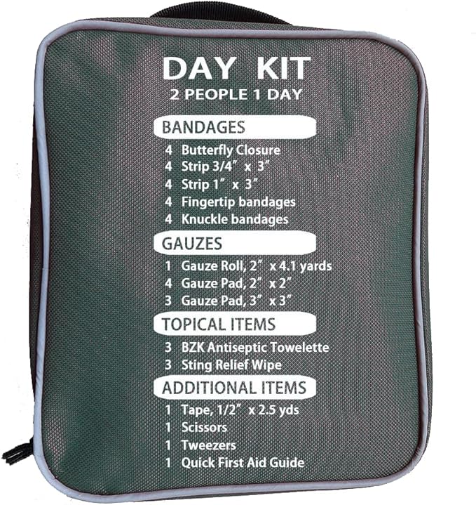 First Aid Kit, Day Kit 2-Person First Aid - Compact Emergency Medical Kit with Bandages, Gauze, and More