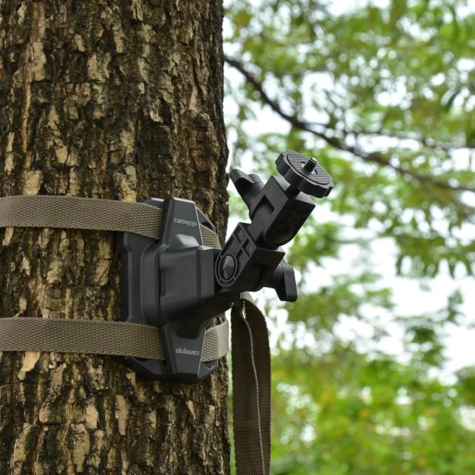 Camojojo Trail Cameras Mounting Bracket with 1/4" -20 Threaded Insert 360°Rotating Adjustable Holder for Outdoor Hunting Gear Accessory, Game Camera Holder Monitor Stand Hunting Camera Kit (2 Pack)