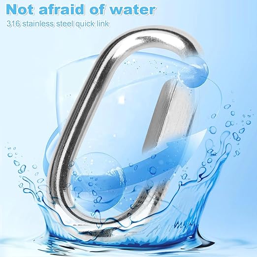 10 Pcs 1.5 Inch 316 Heavy Duty Stainless Steel Chain Quick Links, 175 Lbs Capacity Carabiner Locking Repair Connector Pets Keychain for Outdoor Traveling Equipment