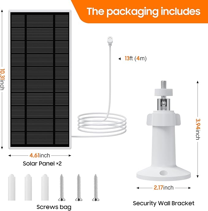 Solar Panel for Google Nest Camera, 2Pack Upgraded Solar Power Charger for Google Nest Cam Indoor & Outdoor(Battery Version), Flexible Solar Panels with IP65 Waterproof 13.1Ft Charging Cable