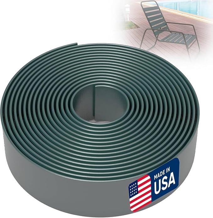 2 Inch Wide, 20ft Long Vinyl Strap - Replacement Straps for Patio Chairs - Vinyl Strapping for Patio Furniture Repair - Durable Seat Repair Kit for Lawn Chairs, Outdoor Furniture (Green)