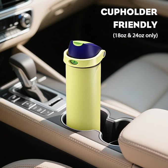 POWCAN 18 oz Insulated Stainless Steel Water Bottle: 2-in-1 Push-Button Spout & Quick-Flip Straw, Leakproof, Cold 24Hrs, Lockable, Fits Car Cup Holder, Ideal for Travel, Sports, Gift (Infinity Beam)