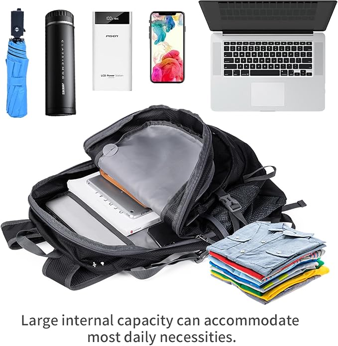 NODLAND Lightweight Backpack Travel 40L Foldable Water-Resistant Daypack, Hiking Outdoor Camping Rucksack for Men Women