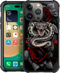 for iPhone 14 Pro Max Case, Entwined Rose Snake Pattern Graphic Design Girl Boy Soft Silicone Hard Acrylic Shock Protection for iPhone 14 Pro Max