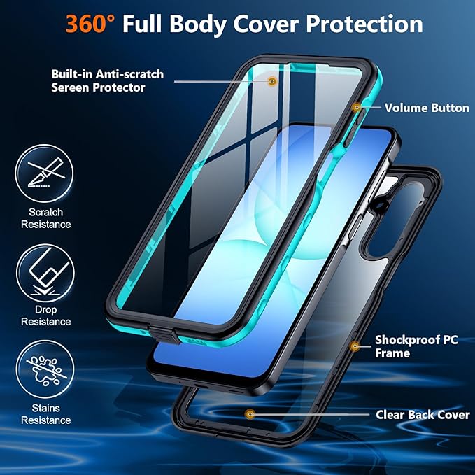 SPIDERCASE for Samsung Galaxy A17 Waterproof Case, IP68 Waterproof Case, Military-Grade Drop Protection, Full-Body Shockproof Dustproof Cover,Teal
