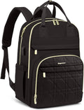 Laptop Backpack for Women Work Bag - 15.6 inch Travel Backpack Purse with USB Charger College Bookbag Waterproof Cute Casual Daypack Fashion Business Computer Backpacks for Teacher Nurse Black