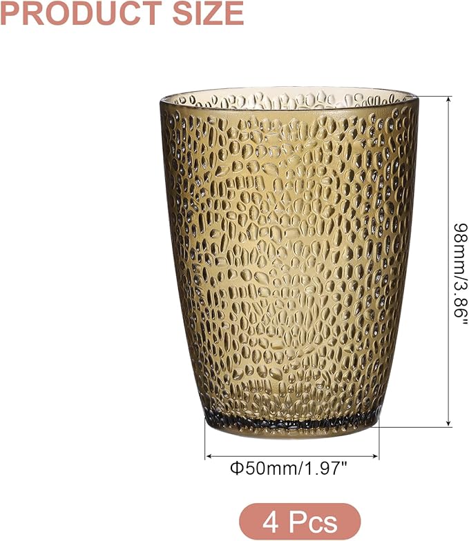 uxcell 10oz Acrylic Drinking Glasses, 4Pcs Plastic Reusable Tumblers Drinkware Unbreakable Water Glasses Cups Stackable & Dishwasher Safe for Home Outdoors Restaurant, Coffee
