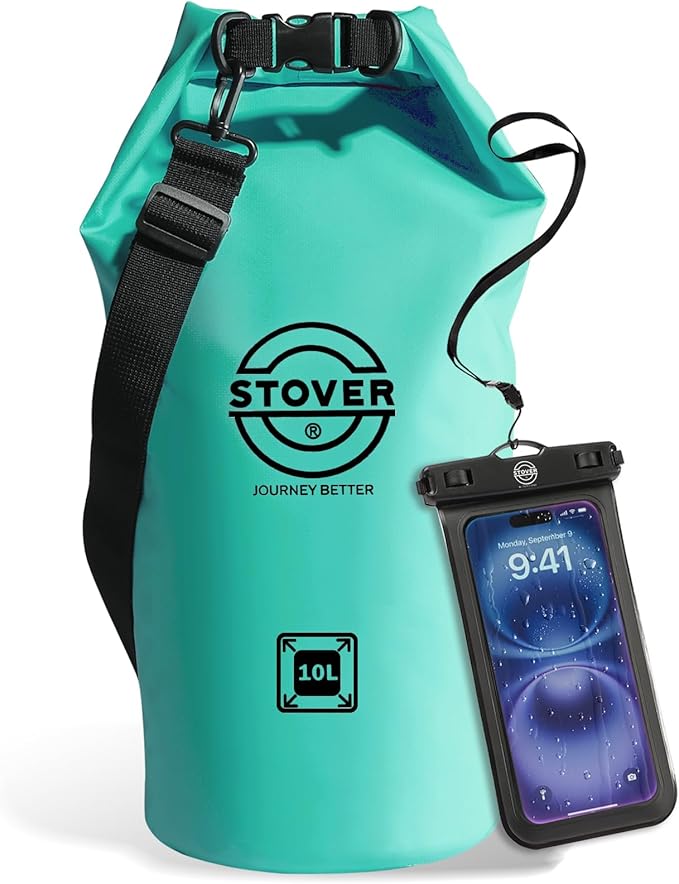 STOVER 5/10/25/30/40/55L Waterproof Dry Bag- Roll-Top Backpack w/Phone Case- Kayaking, Hiking, Camping, Boating- Men/Women
