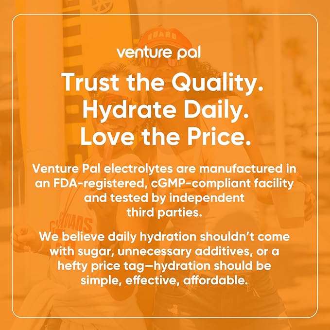 Venture Pal Sugar Free Electrolytes Powder Packets - Liquid Daily IV Hydration Packets | Instantly Hydrating & Party Recovery | 5 Vitamins & 7 Electrolytes | Certified Vegan, Keto, Non-GMO | 16 Sticks