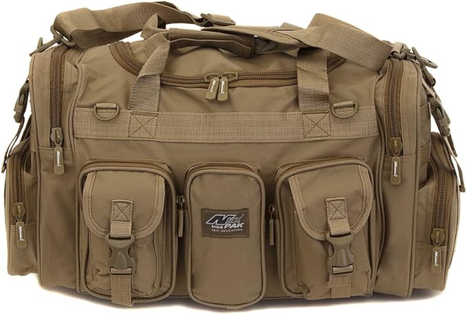 Mens Large 22" Inch Tan Duffel Duffle Military Molle Tactical Gear Shoulder Strap Travel Bag