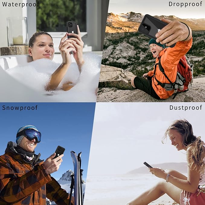 Lanhiem for iPhone 12 Case, Waterproof Dustproof Shockproof Case with Built-in Screen Protector [Not for iPhone 12 Pro], Full Body Underwater Protective Cover for iPhone 12 6.1 inch -Blue