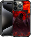 for iPhone 16 Pro Max Case, Death by The Red Moon Pattern Graphic Design Girl Boy Soft Silicone Hard Acrylic Shock Protection for iPhone 16 Pro Max