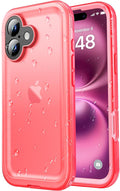 SPORTLINK for iPhone 16 Waterproof Case - Shockproof Dustproof Case with Built-in Clear Screen Protector, Full Body Heavy Duty Sealed Protective Cover for i Phone 16 6.1" Pink