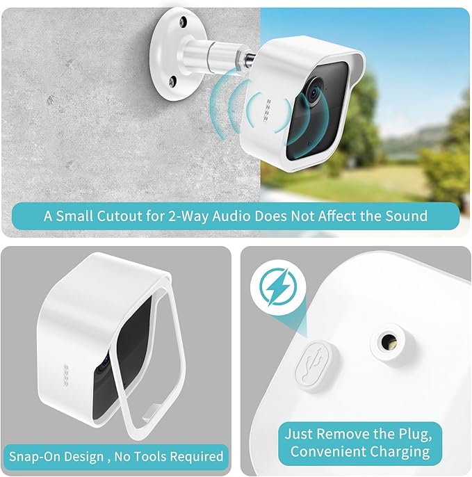 Wall Mount for Blink Outdoor Cameras , 5 Pack Weatherproof Housing, 360 Degrees Adjustable Bracket with Sync Module Core Mount for Blink Outdoor 2K+, 4th & 3rd Gen Cam, White (Camera is Not Included)