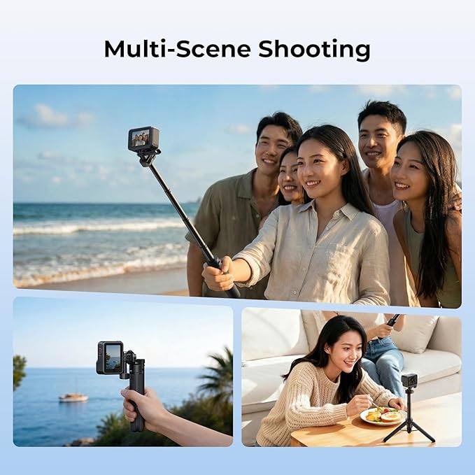 SmallRig 2-in-1 Selfie Stick Tripod, 7.1-20.5in Extendable, Support Horizontal & Vertical Shooting, for GoPro Hero 13/12/11/10/9, for DJI Osmo Nano Action 6/5 Pro/4/3, for Insta360 Ace Pro 2-5725