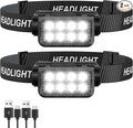 Rechargeable Headlamp Flashlight 2-Pack, 8 LED 2500 Lumen Ultra-Light Bright Headlight with Motion Sensor, Waterproof Lightweight Head Lamp for Adult Kid, Headlamps for Outdoor Camping Running Fishing