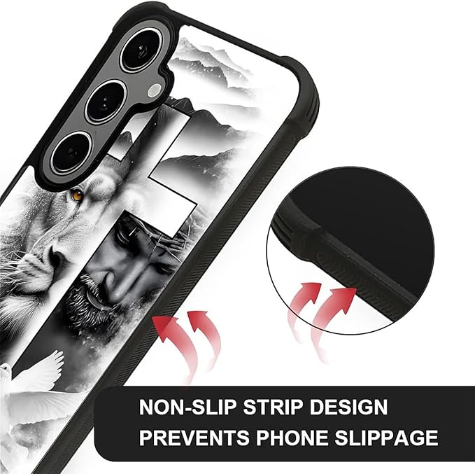 for Samsung Galaxy S24 S25 Plus Case, Lion Cross Jesus Christ Dove Pattern Graphic Design Girl Boy Soft Silicone Hard Acrylic Shock Protection for Samsung Galaxy S24 S25 Plus