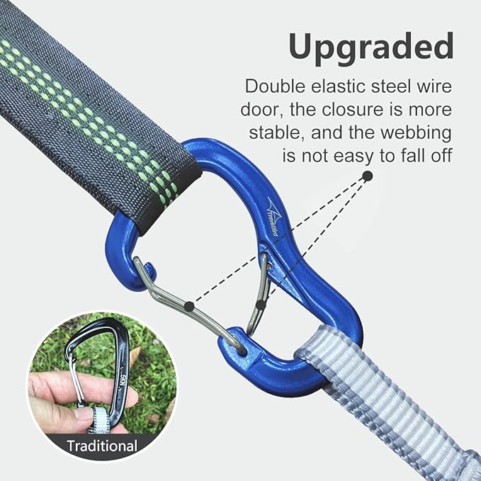 Heavy Duty Carabiner Clip Hook 8KN (1763 lbs), 2 PCS Ultra-Light Aluminum Caribeaners with Double Door D Ring Shape, for Hammock, Camping, Hiking, Backpacking, Dog Leash, Keychain Clip