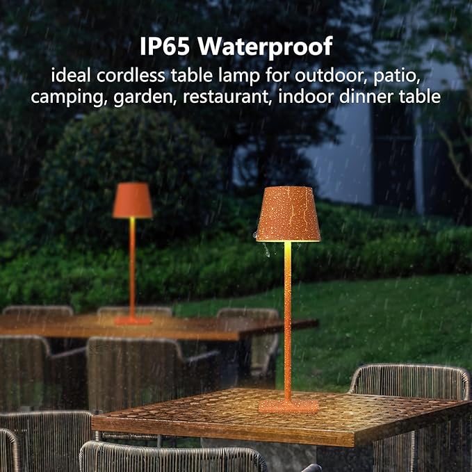 Yogaret Orange Cordless Table Lamp Set of 2-3 Way and Stepless Dimmable - for Restaurant Dining Bedroom Home Bar
