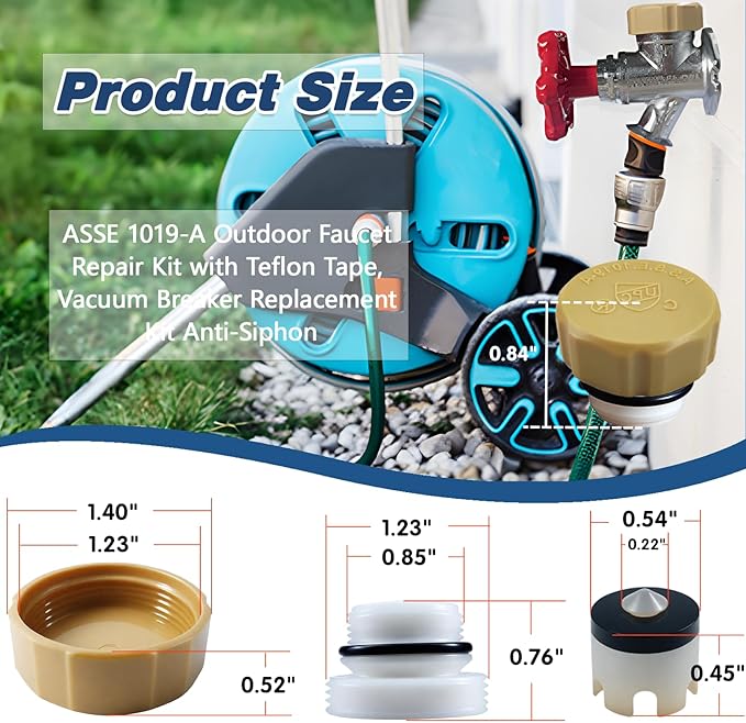 Outdoor Faucets Repair Kit, ASSE 1019-A Water Hose of Home Improvement, ABS Plastic Anti-Siphon Valve Repair for Vacuum Breaker Outside Faucet，1 Pack