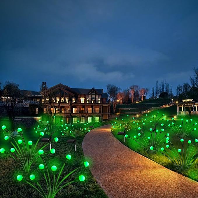 Solar St Patricks Day Lights Outdoor, 6 Pack 48 LED Solar Green Firefly Lights Waterproof, Sway by Wind, Swaying Light for Yard Patio Backyard Garden Planter Flower Bed Pathway Outdoor Decoration