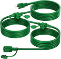 K KASONIC - Outdoor Extension Cord 25 FT, Evenly Spaced 3 Outlets Plugs, 16/3 SJTW Weatherproof Multiple Outlets Wire for Landscaping Light, Holiday Decoration and Christmas, ETL Listed, Green
