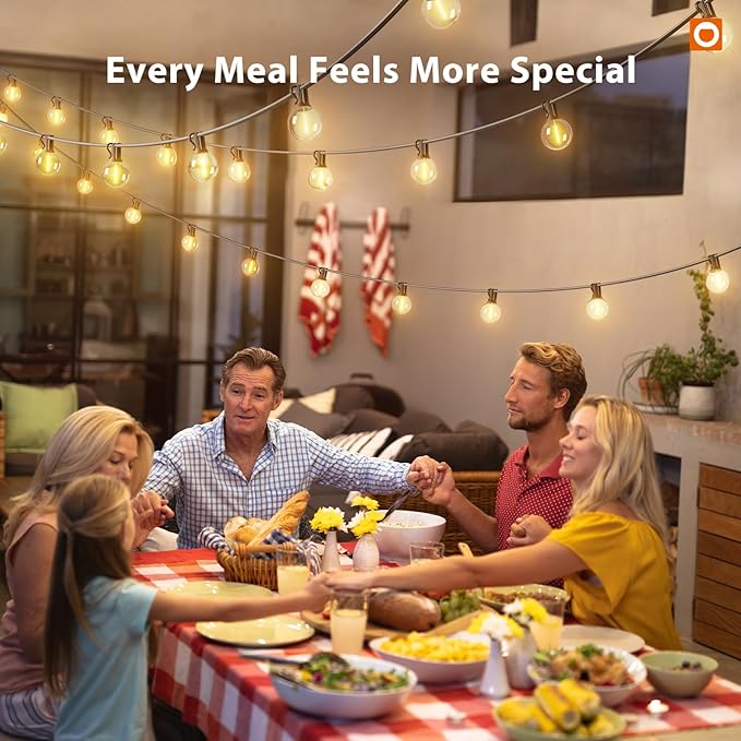 addlon Outdoor String Lights 50FT G40 with Remote, 27 LED Shatterproof Bulbs, Dimmable Patio Globe Lights Waterproof, Hanging Outside Lighting for Backyard, Garden, Deck, Balcony, Porch, Café, Decor